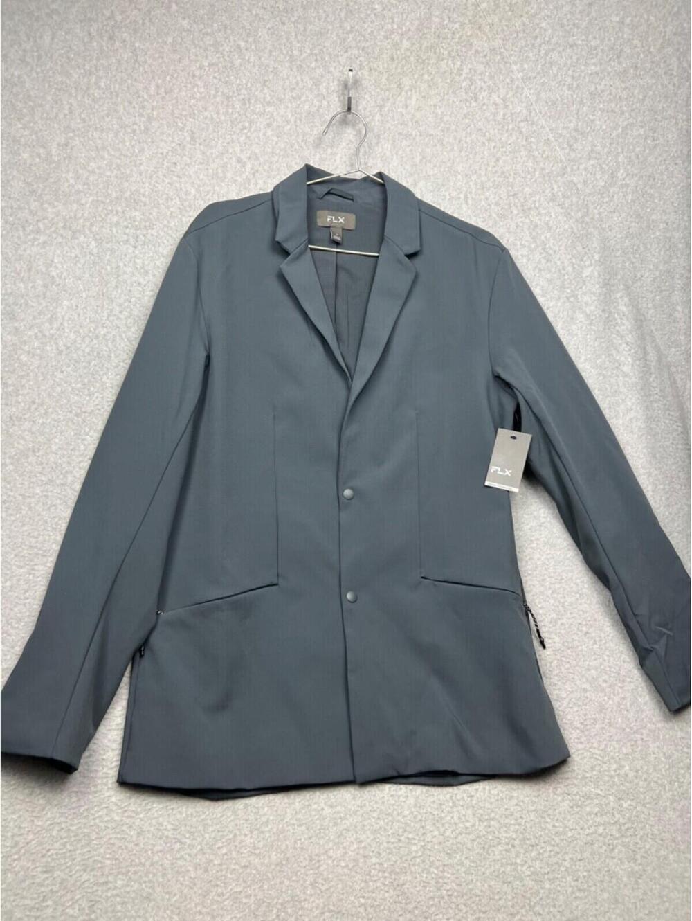 FLX Sport Nylon Blazer Mens 2X Gray Stretch Travel Casual Lightweight *